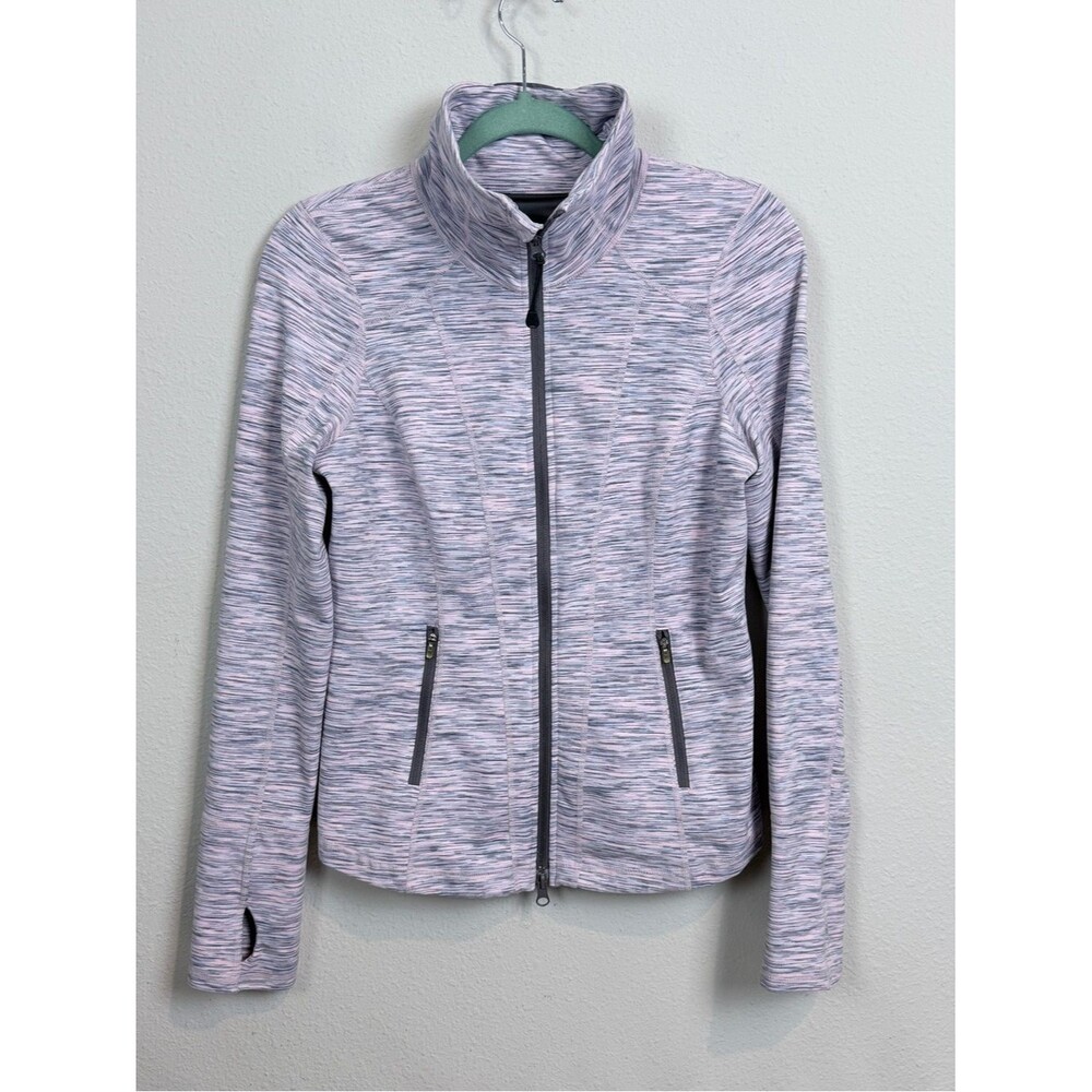 Zella Heathered Light Pink Full-Zip Sheer Back Panel Jacket M